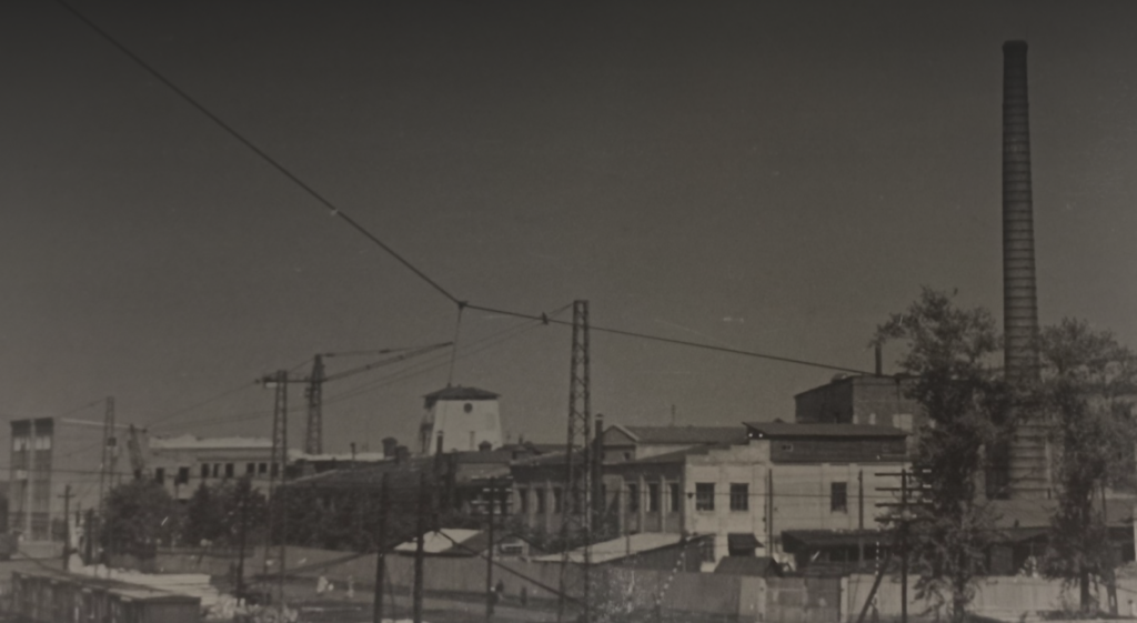 The general view of the first buildings of the Aprelevka Gramophone Record Factory.